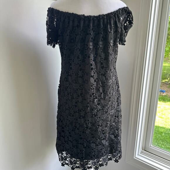 Ralph Lauren Lace Off Shoulder Cocktail Formal Shift Knee Stretch Dress Sz 2 - Picture 8 of 11